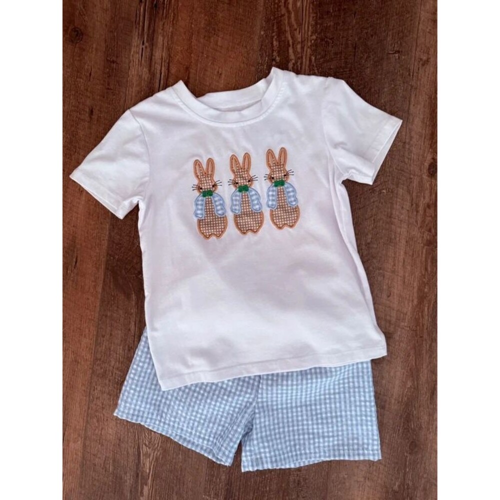 Boutique Easter bunny applique short set 4T